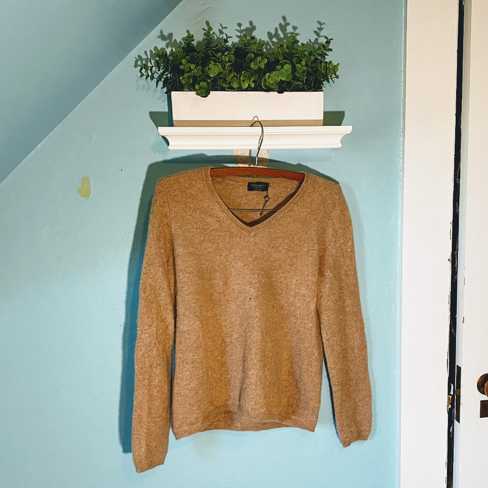 Heather Camel Charter Club Cashmere Crewneck